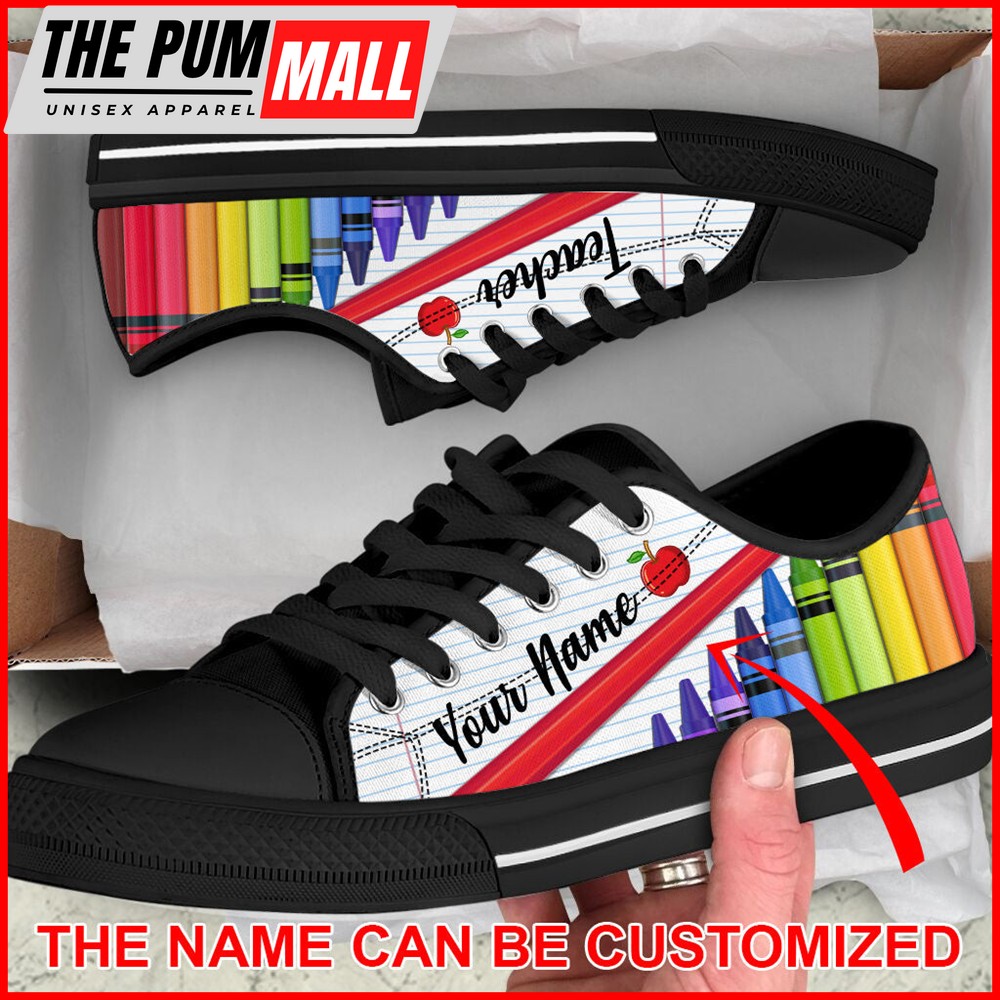 teacher-crayon-color-paper-personalized-custom-low-top-shoes-personalized-cust-j93qmm99 Teacher Crayon Color Paper Personalized Custom Low Top Shoes – Personalized Custom – Best Gift For Teacher, School Shoes Malalan