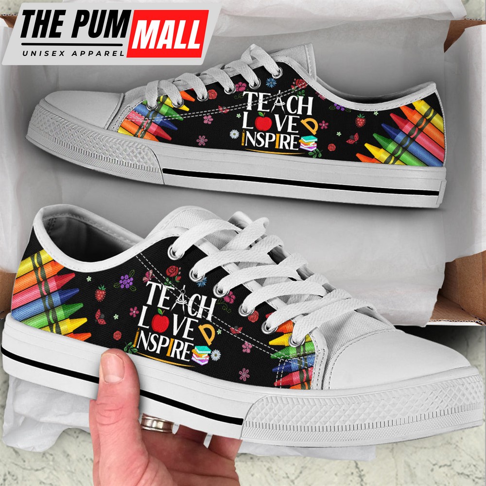 Teacher Crayon Flower Low Top Shoes – Best Gift For Teacher, School Shoes – Best Shoes For Him Or Her
