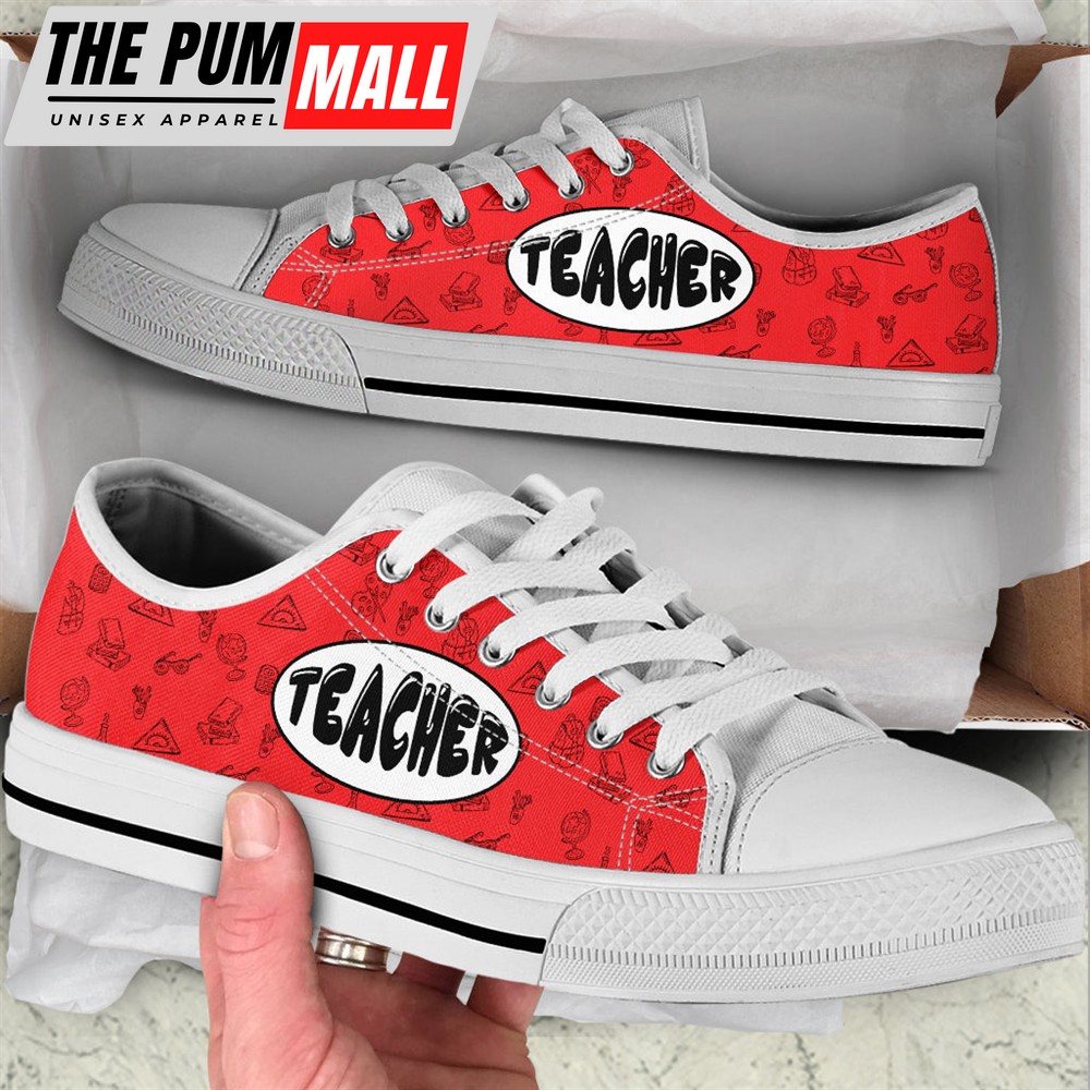 Teacher Crayon Shape Low Top Shoes – Best Gift For Teacher, School Shoes – Best Shoes For Him Or Her