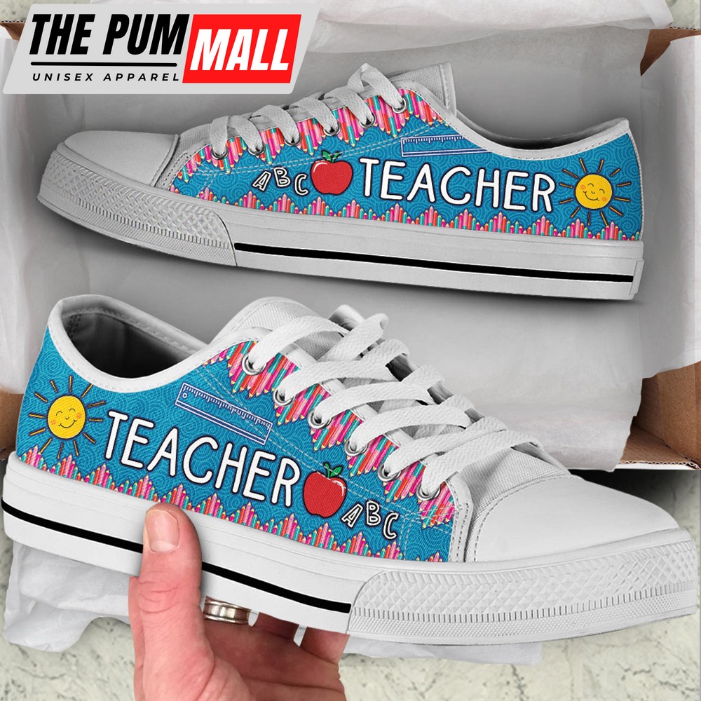 Teacher Crayon Zig Zag Low Top Shoes – Best Gift For Teacher, School Shoes – Best Shoes For Him Or Her