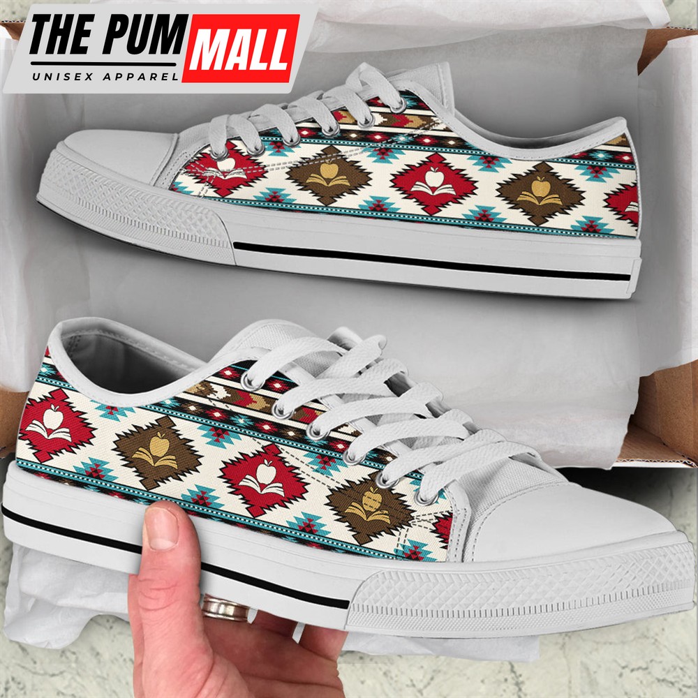 Teacher Native Stripe Pattern Low Top Shoes – Best Gift For Teacher, School Shoes – Best Shoes For Him Or Her