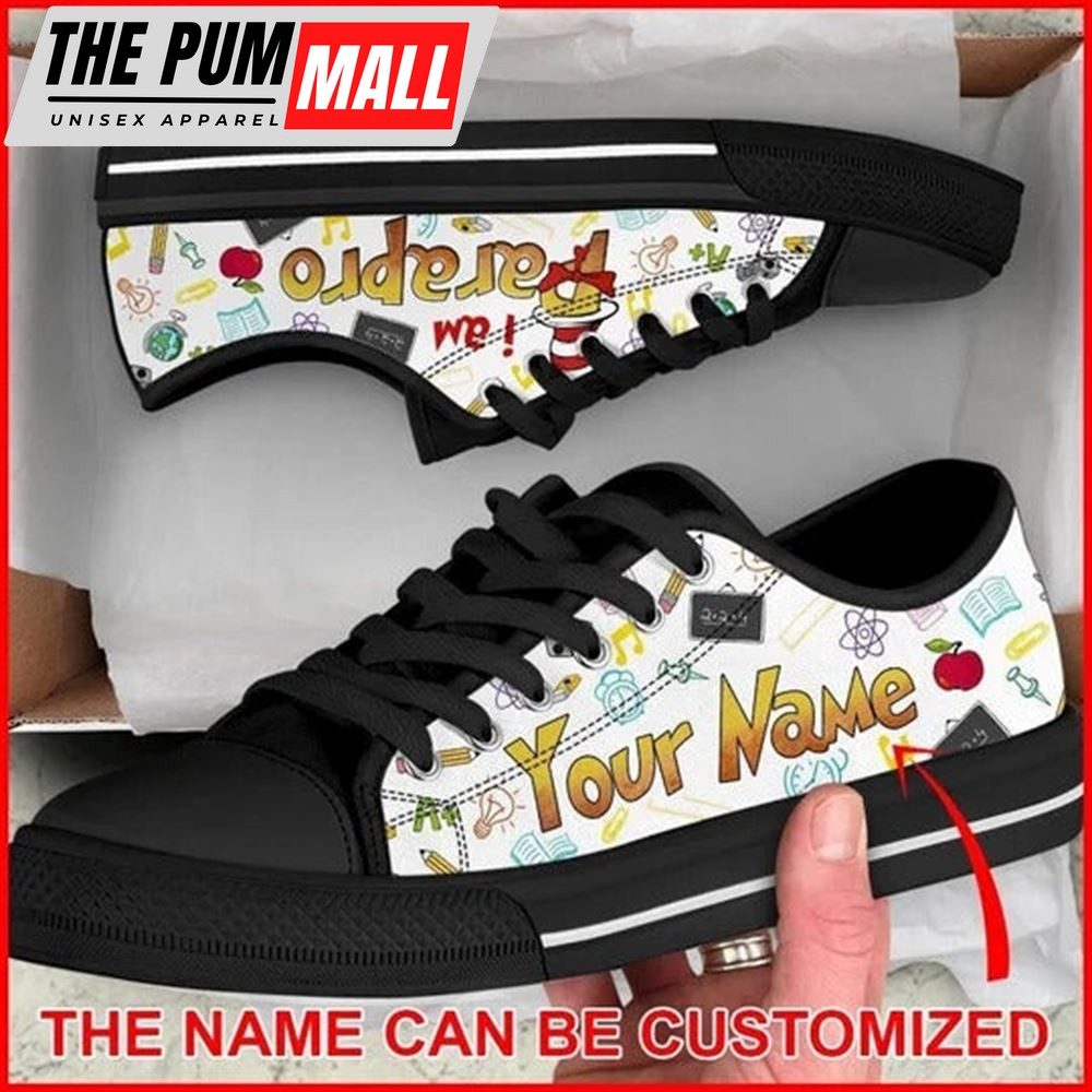 Teacher Parapro School Pattern Personalized Canvas Low Top Shoes – Low Top Shoes Mens, Women