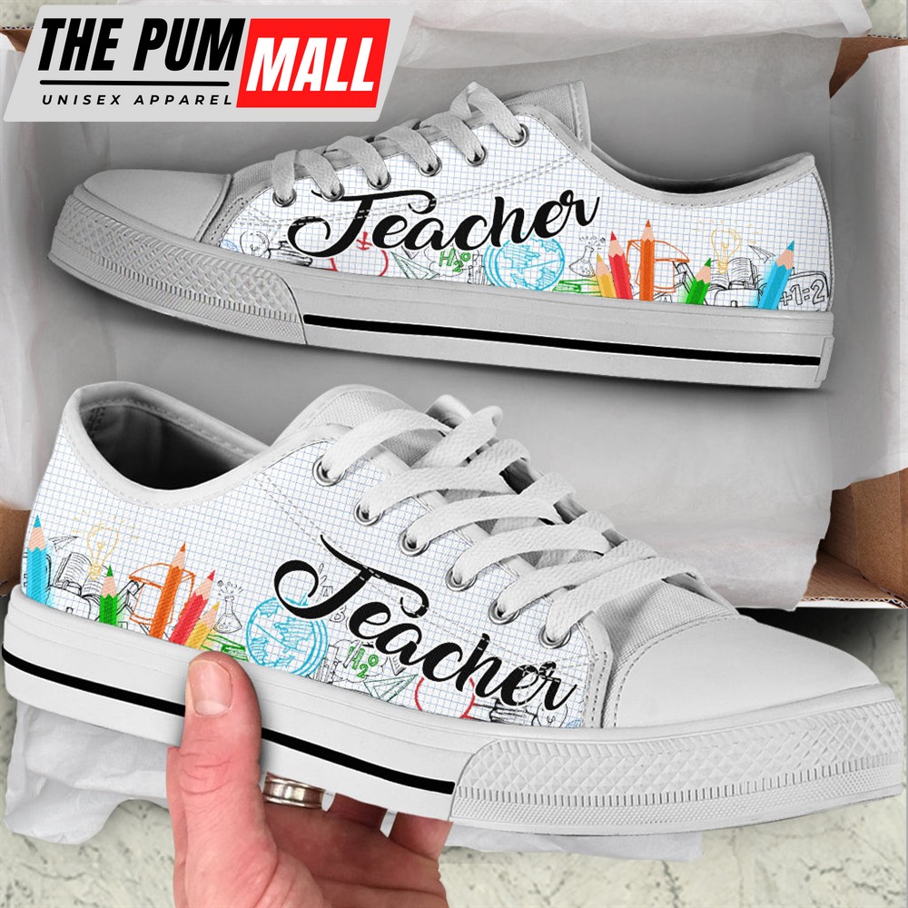 Teacher Pencil Low Top Shoes – Best Gift For Teacher, School Shoes – Best Shoes For Him Or Her – Sneaker For Walking