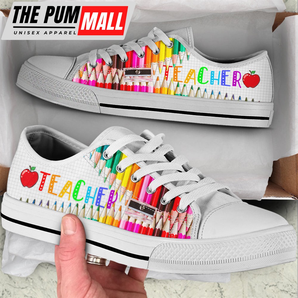 Teacher Pencil Zipper Low Top Shoes – Best Gift For Teacher, School Shoes – Best Shoes For Him Or Her