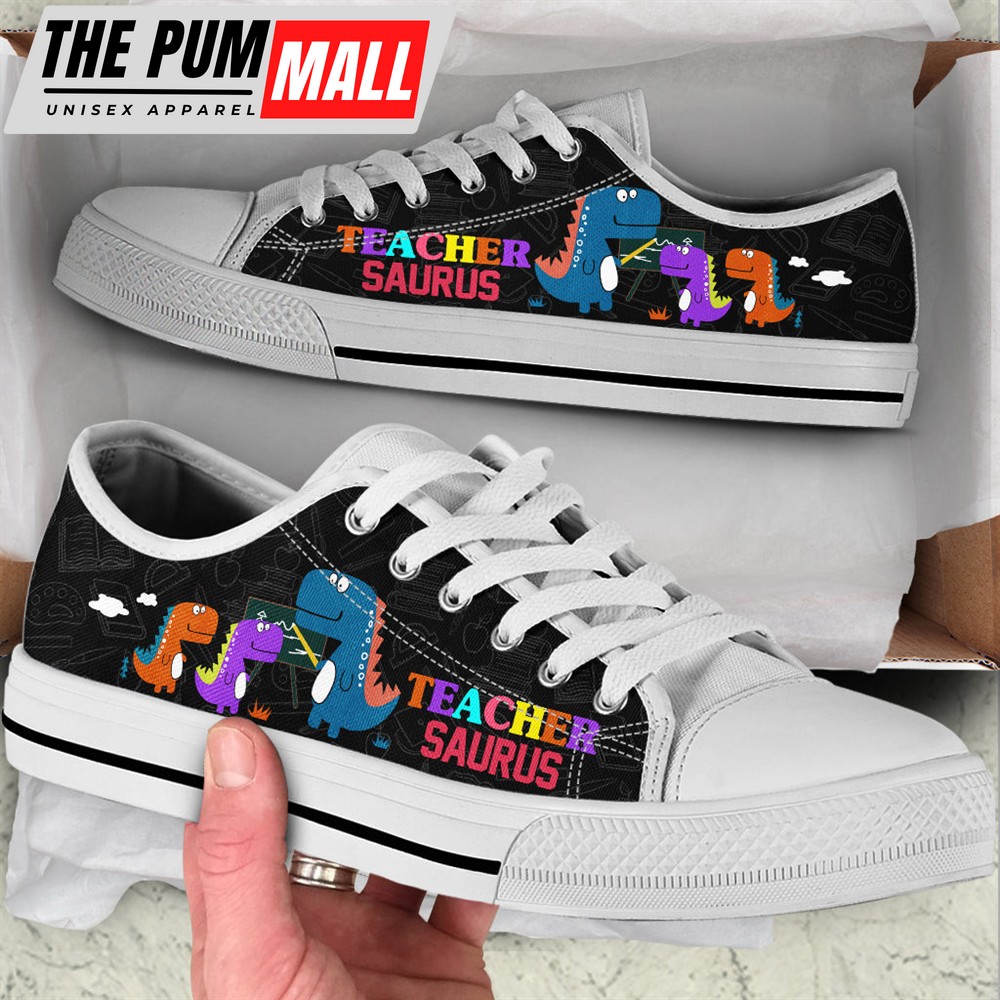 Teacher Saurus Pattern Low Top Shoes – Best Gift For Teacher, School Shoes – Best Shoes For Him Or Her