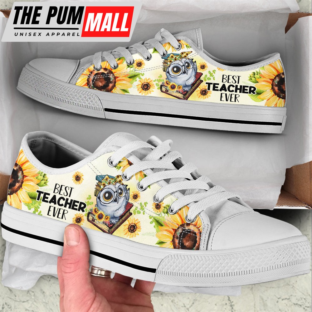 Teacher Shoes Sunflower Owl Low Top Shoes – Best Gift For Teacher, School Shoes – Best Shoes For Him Or Her