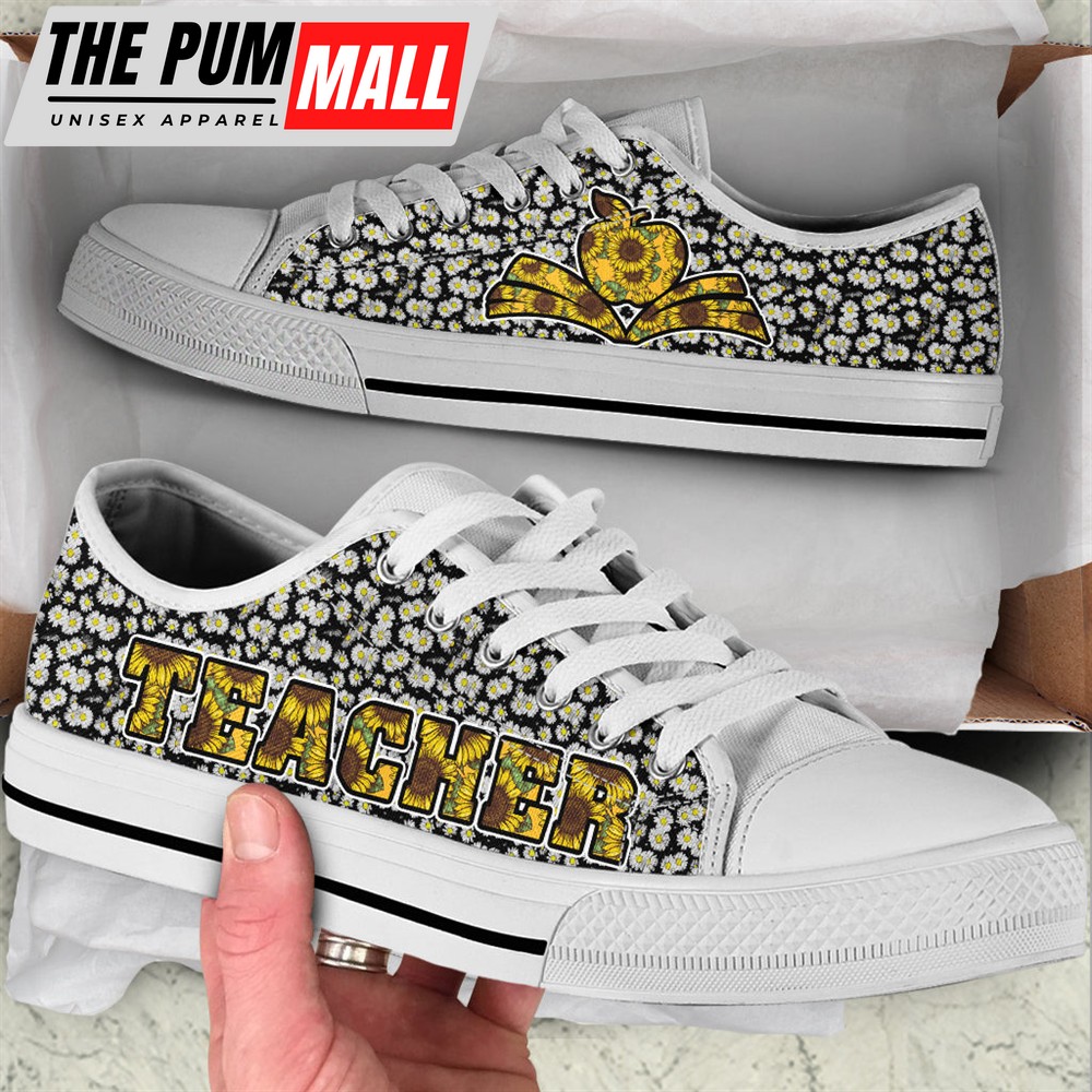 Teacher Sunflower Daisy Low Top Shoes – Best Gift For Teacher, School Shoes – Best Shoes For Him Or Her