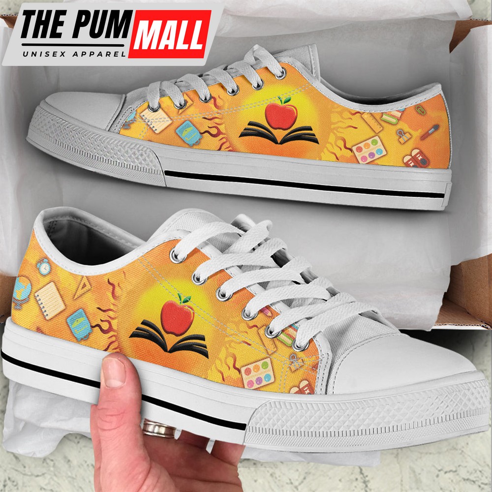 Teacher Sunshine Low Top Shoes – Teacher Sunflower Owl Low Top Shoes – Best Gift For Teacher, School Shoes