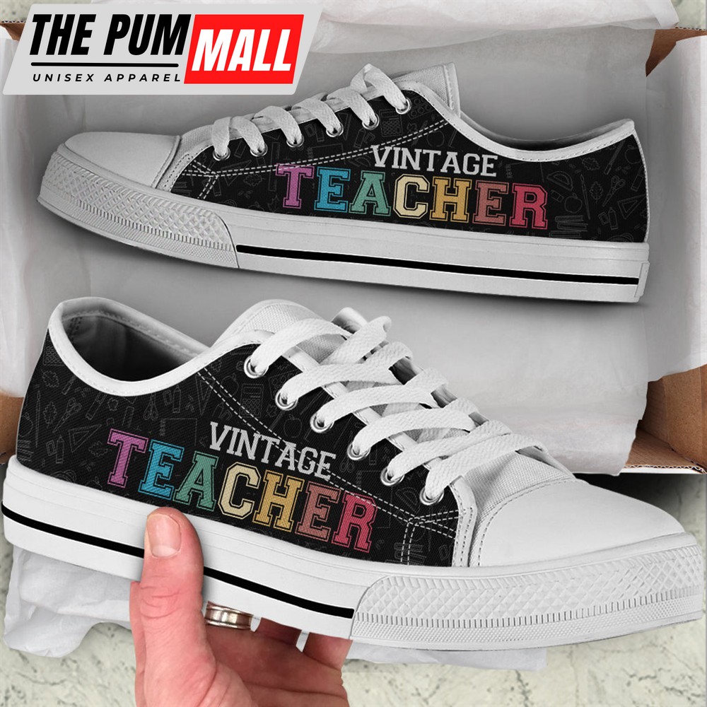 Teacher Vintage Low Top Shoes – Best Gift For Teacher, School Shoes – Best Shoes For Him Or Her – Sneaker For Walking