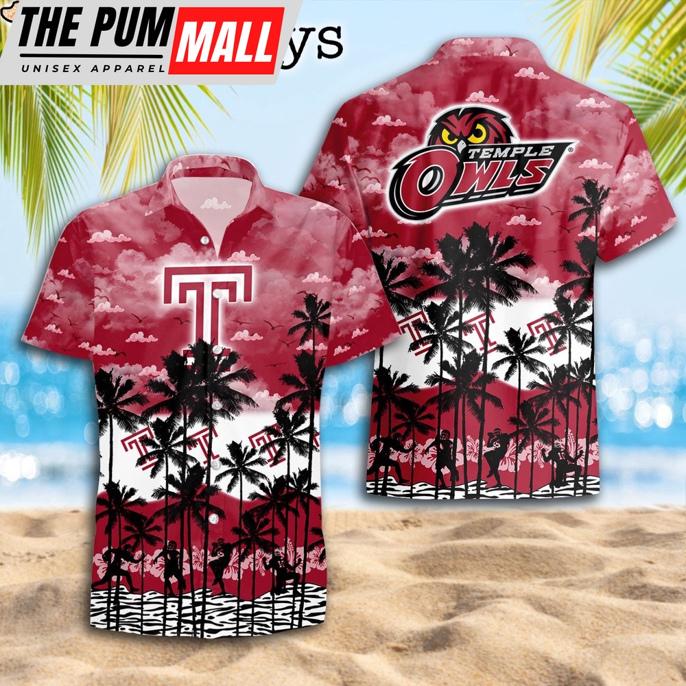 Temple Owls Palms Tree Hawaiian Shirt