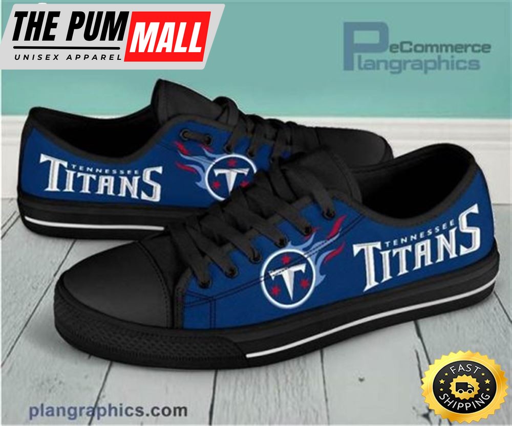Tennessee Titans Canvas Canvas Sneaker Low Top Black Shoes