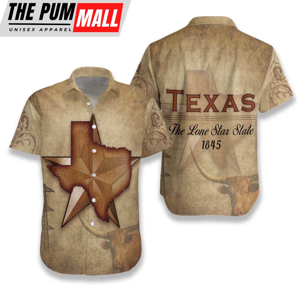 Texas Hawaiian Shirt, 1845 The Lone Star State Texas Hawaiian Shirt