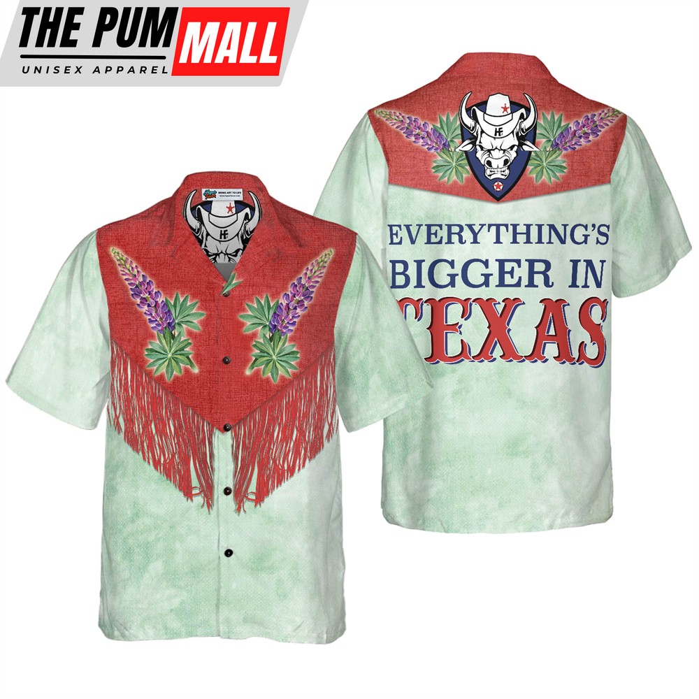 Texas Hawaiian Shirt, Bluebonnet Cowboy Texas Vintage Western Hawaiian Shirts