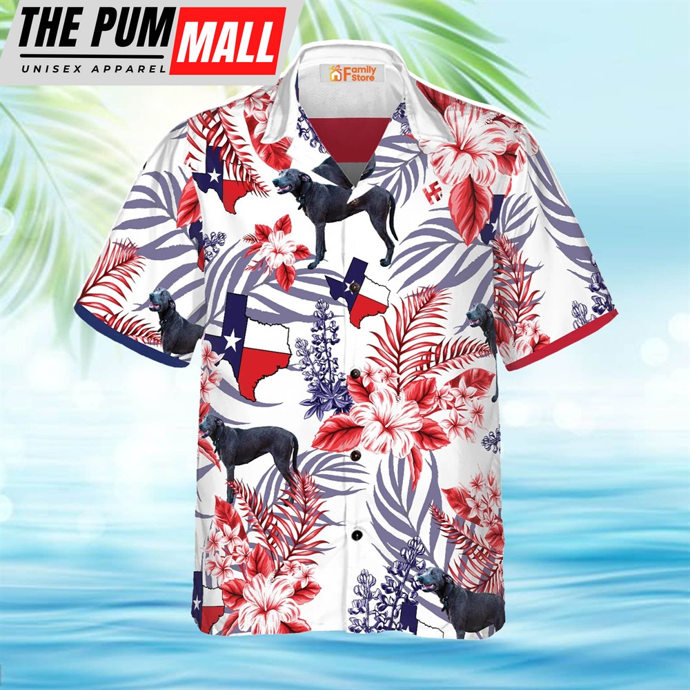 Texas Hawaiian Shirt, Bluebonnet Texas Blue Lacy Dog Version Floral Pattern Hawaiian Shirt