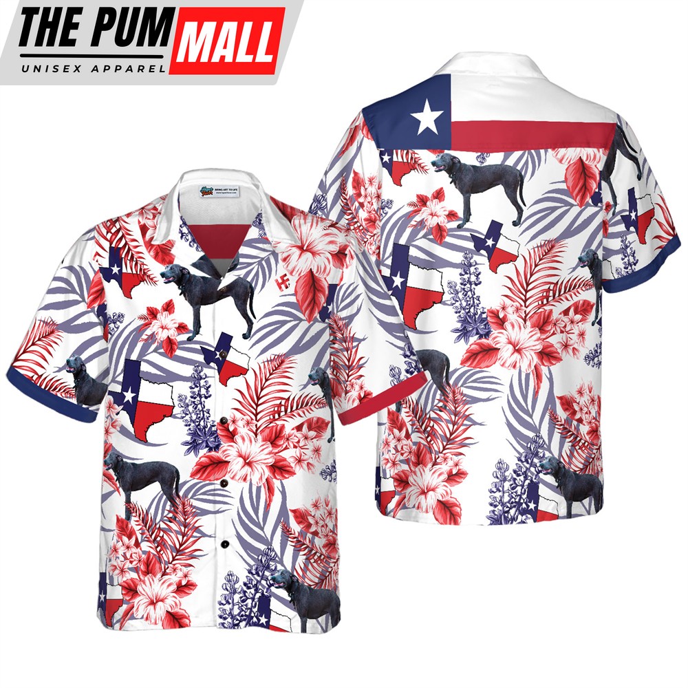 Texas Hawaiian Shirt, Bluebonnet Texas Hawaiian Shirt Blue Lacy Dog Version