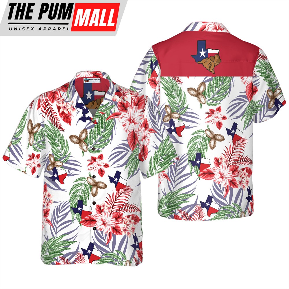 Texas Hawaiian Shirt, Bluebonnet Texas Hawaiian Shirt Pecan Version