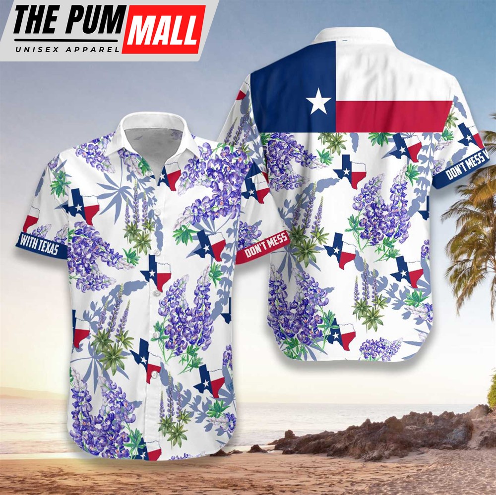 Texas Hawaiian Shirt, Bluebonnet Texas Hawaiian Shirt Purple Version