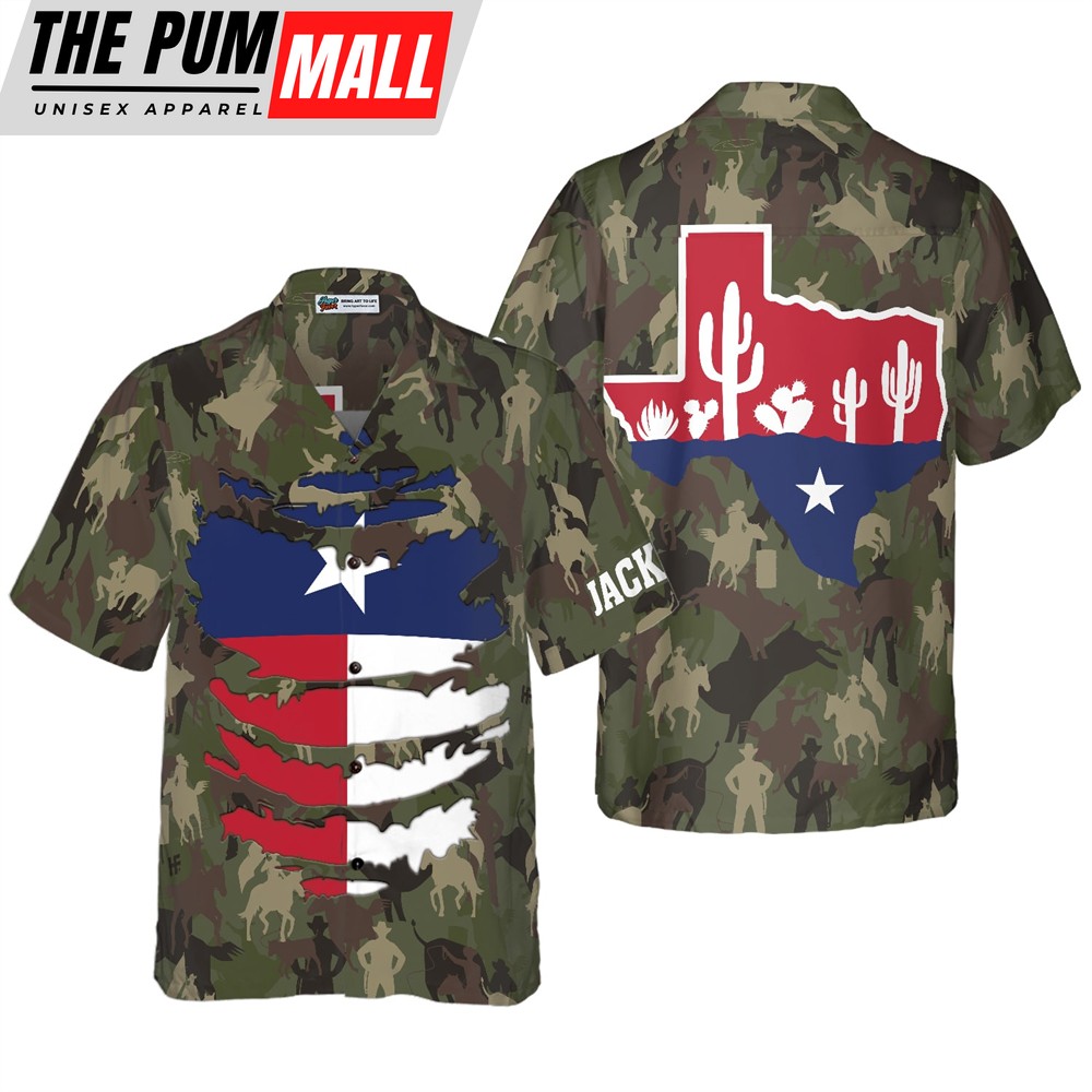 Texas Hawaiian Shirt, Camouflage Texas Custom Hawaiian Shirt