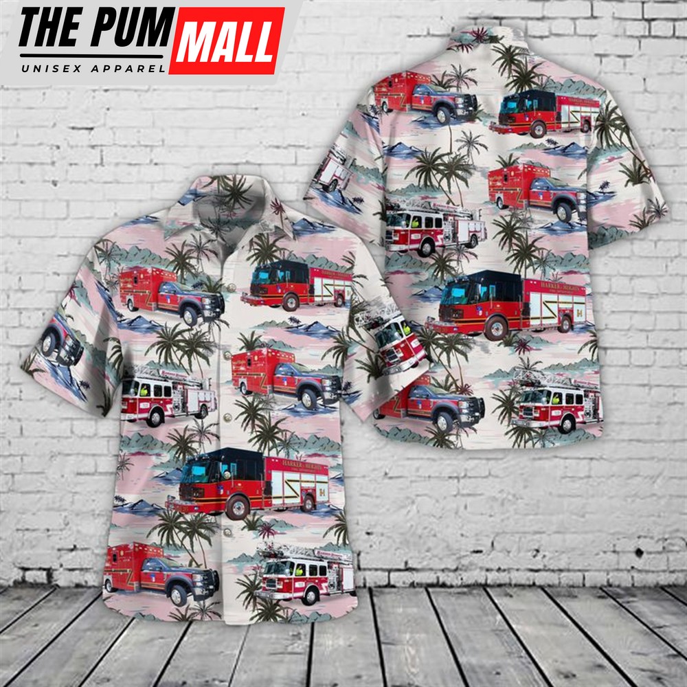 Texas Hawaiian Shirt, City of Harker Heights Bell County Texas Harker Heights Fire Department Hawaiian Shirt