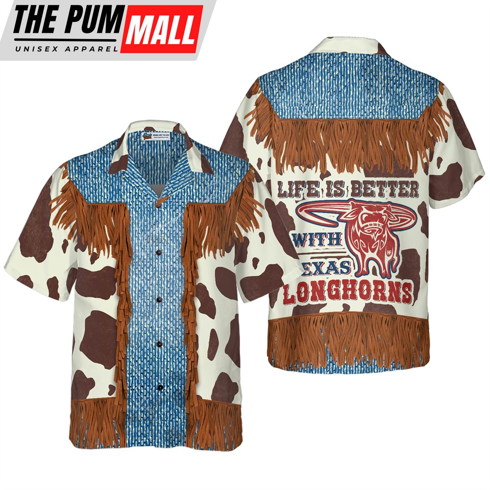 Texas Hawaiian Shirt, Cowboy Dairy Vintage Western Texas Hawaiian Shirt