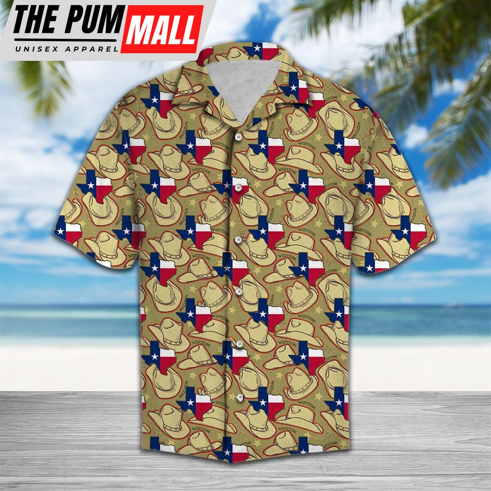 Texas Hawaiian Shirt, Cowboy Hat Texas H67057 Hawaii Shirt