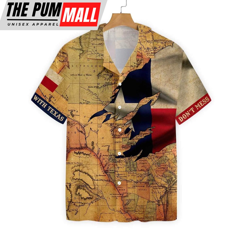 Texas Hawaiian Shirt, Dont Mess With Texas Flag Map Hawaiian Shirt