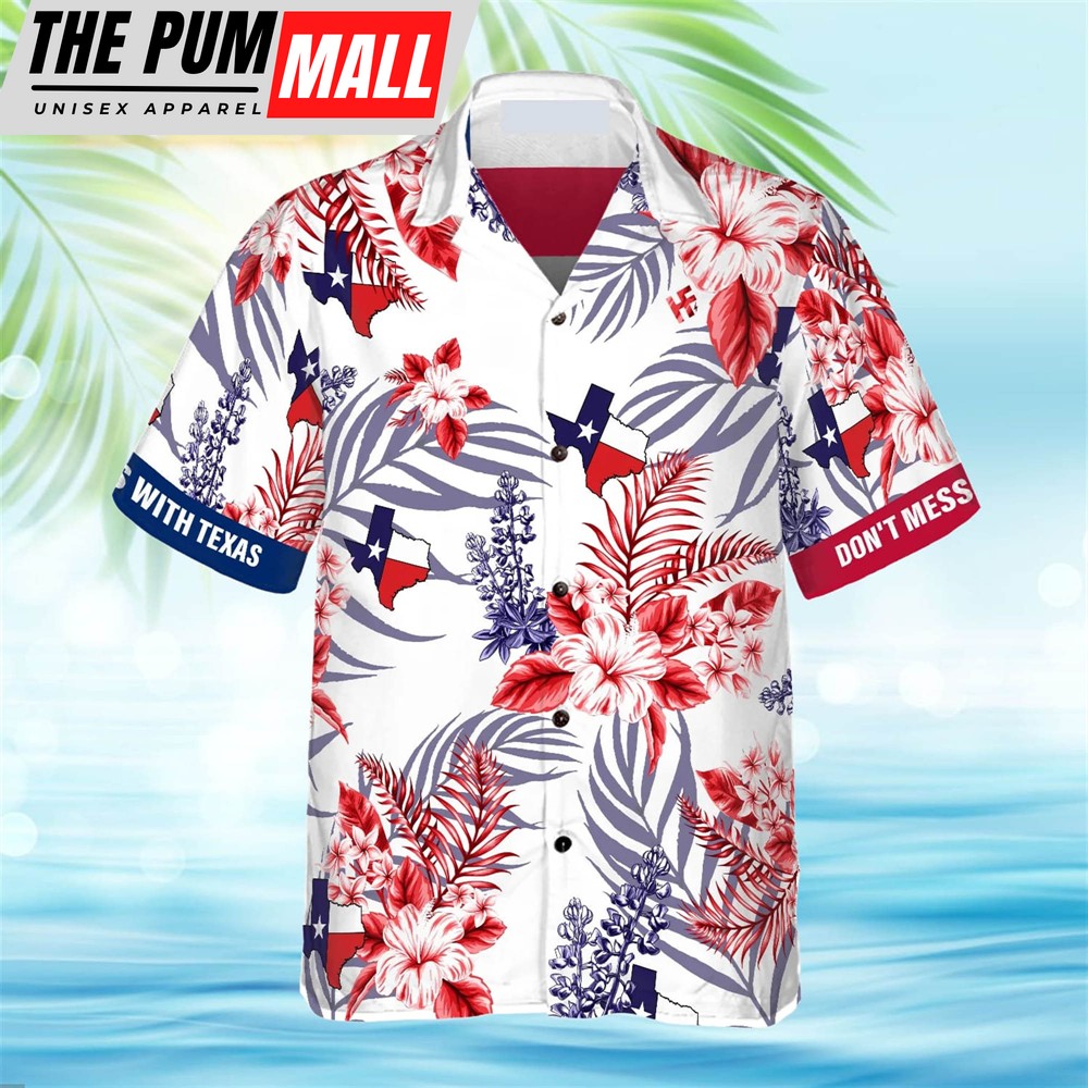 Texas Hawaiian Shirt, Floral Bluebonnet Don’t Mess with Texas Hawaiian Shirt