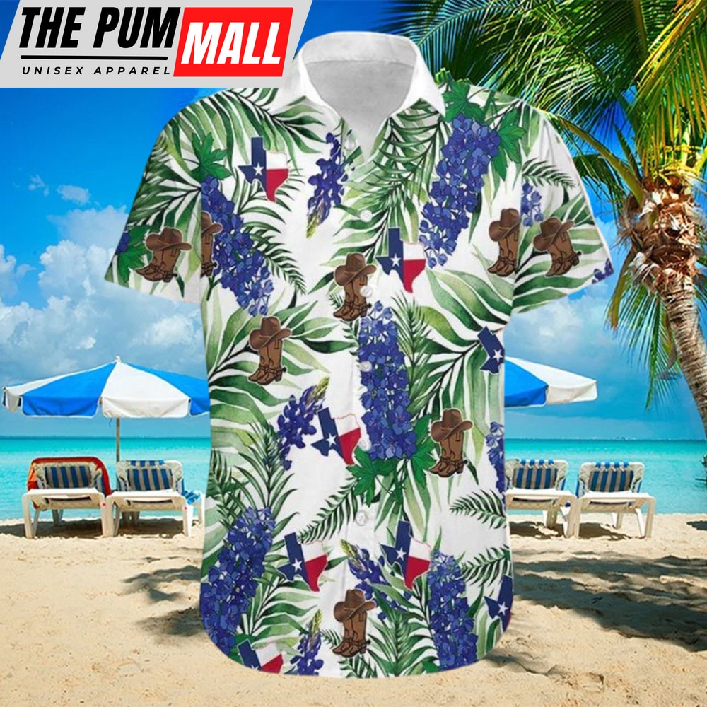 Texas Hawaiian Shirt, Hawaiian Aloha Shirts Texas Bluebonnet