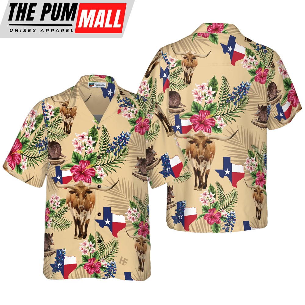 Texas Hawaiian Shirt, Insignia Bluebonnet Texas Hawaiian Shirt
