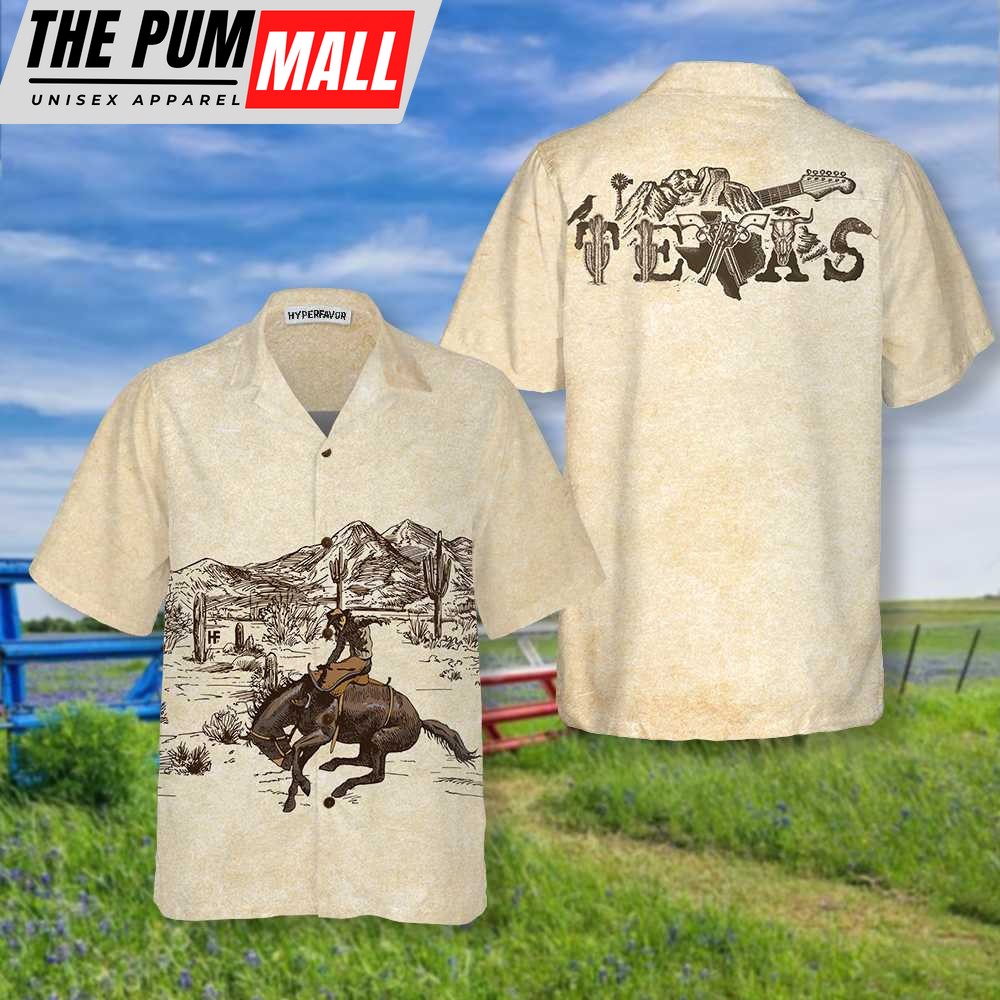 Texas Hawaiian Shirt, Lone Star State Cowboy Texas Hawaiian Shirt