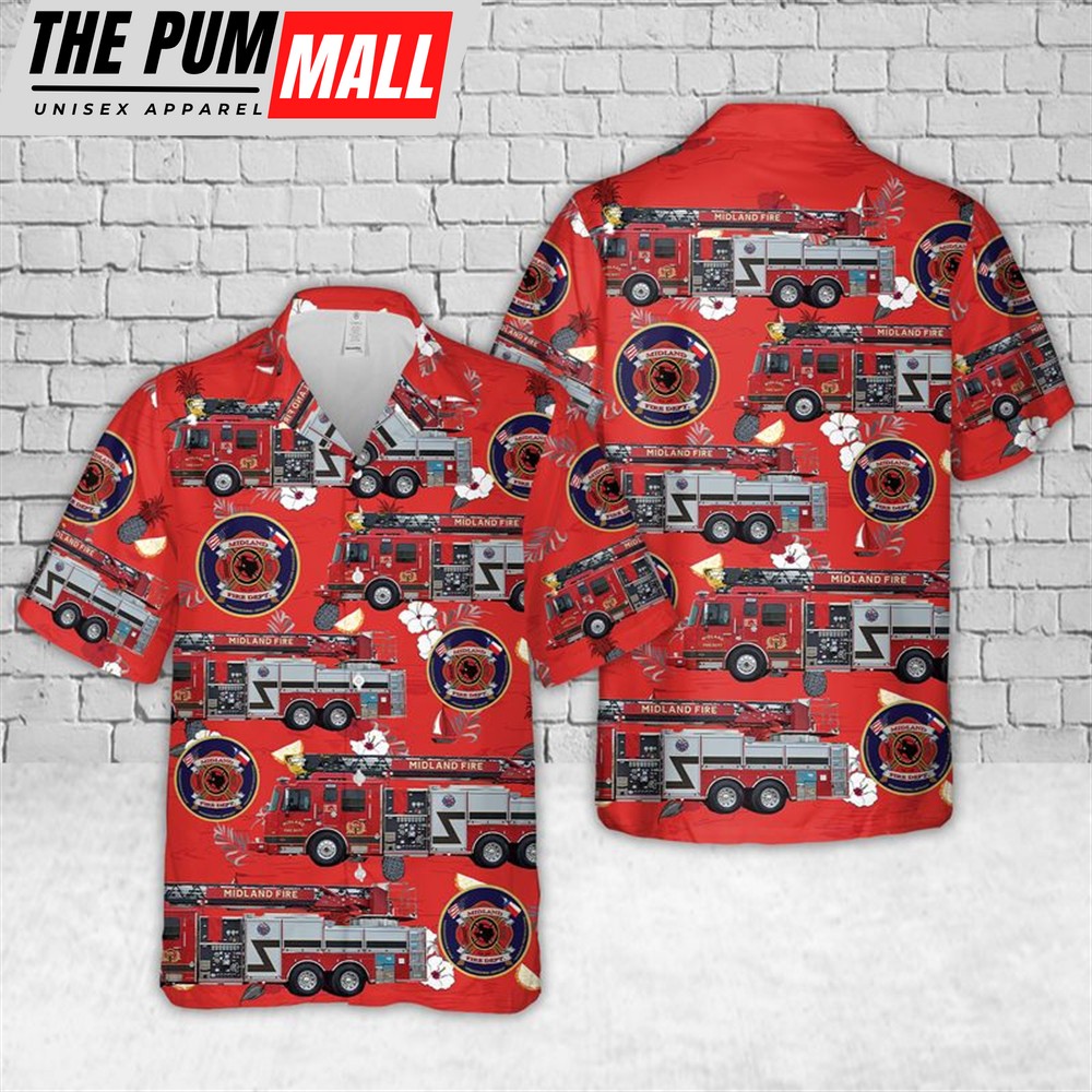 Texas Hawaiian Shirt, Midland Texas Fire Department Hawaiian Shirt