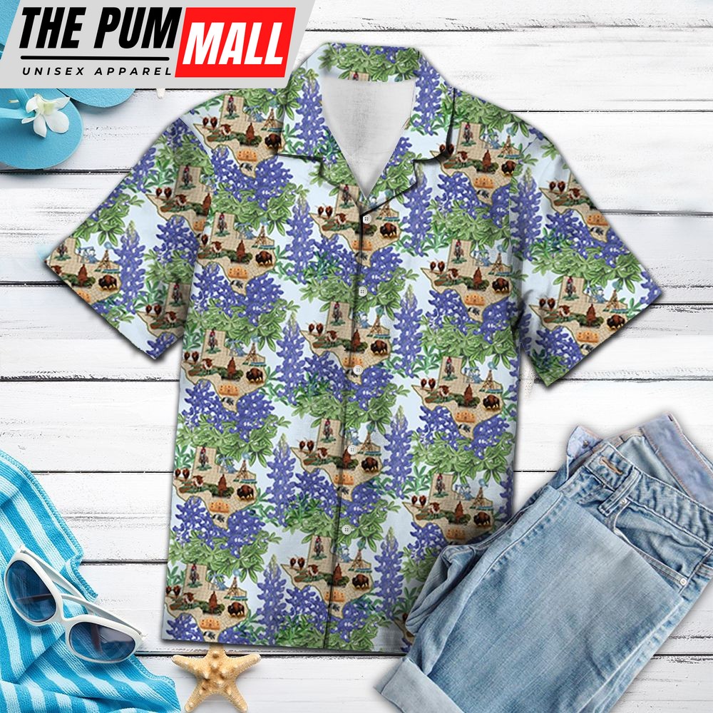 Texas Hawaiian Shirt, Purple Texas Bluebonnet G5703 Hawaii Shirt