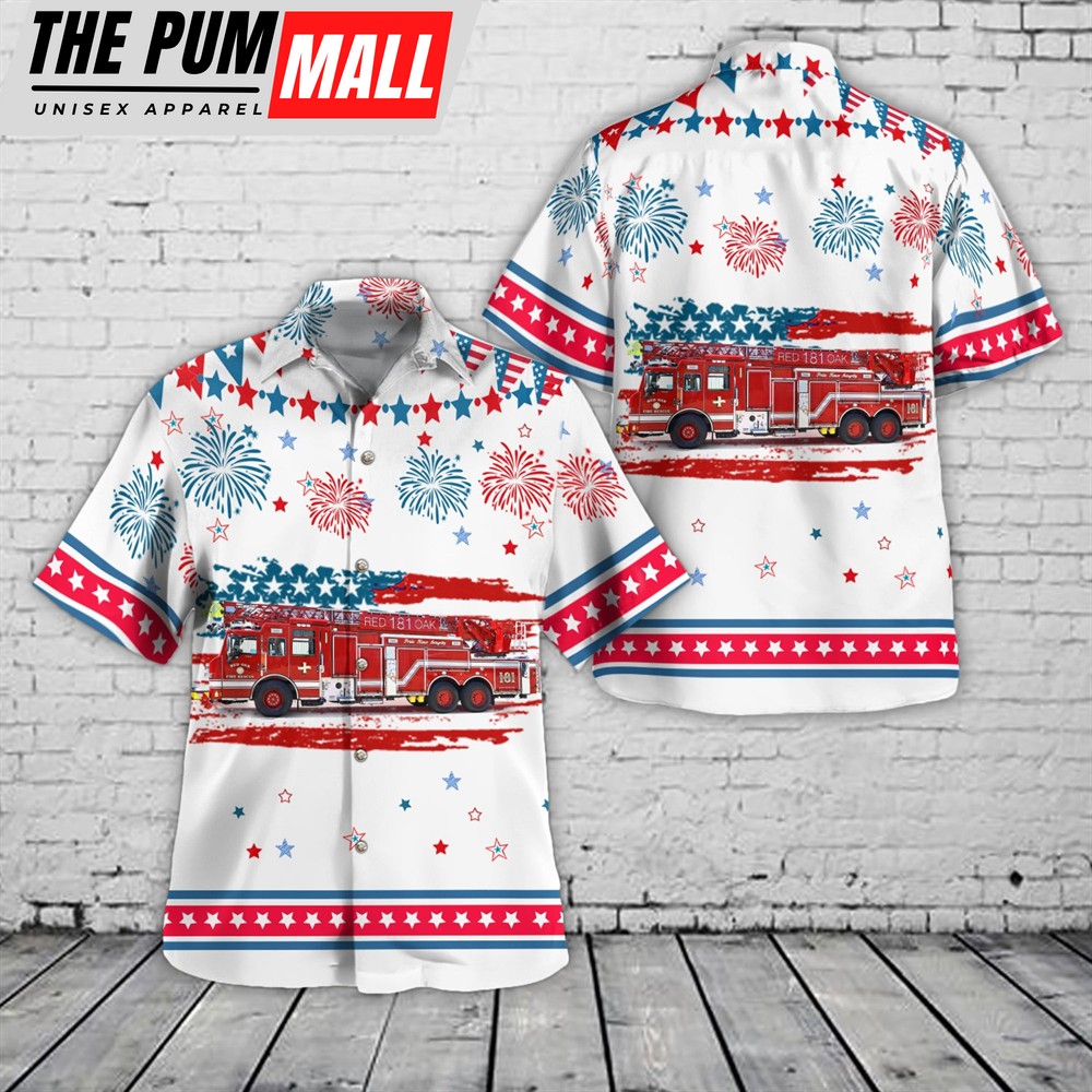 Texas Hawaiian Shirt, Red Oak, Texas, Red Oak Fire Department, 4th Of July Hawaiian Shirt