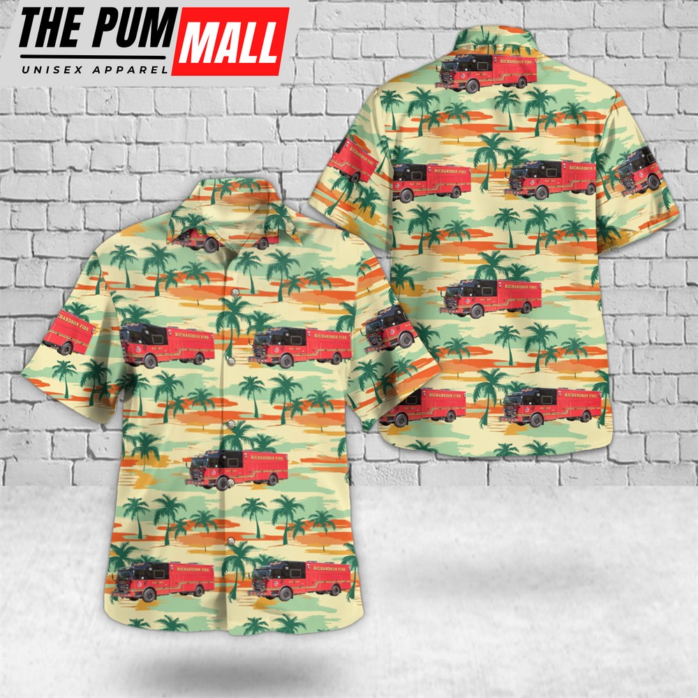 Texas Hawaiian Shirt, Richardson, Texas, Richardson Fire Department Hawaiian Shirt
