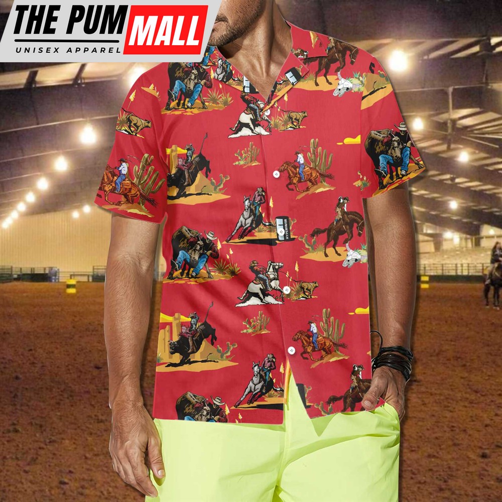 Texas Hawaiian Shirt, Rodeo Seamless Pattern Hawaiian Shirts
