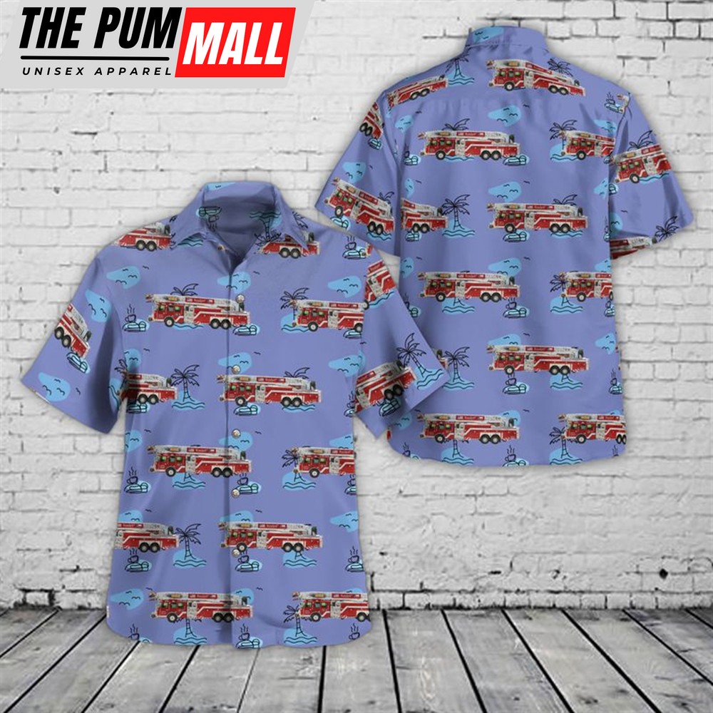 Texas Hawaiian Shirt, Rowlett, Texas, Rowlett Fire Department Fire Station #3 Hawaiian Shirt