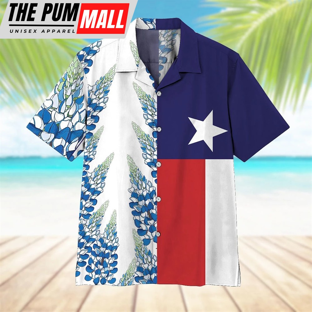Texas Hawaiian Shirt, Texas Bluebonnets Hawaiian Shirt
