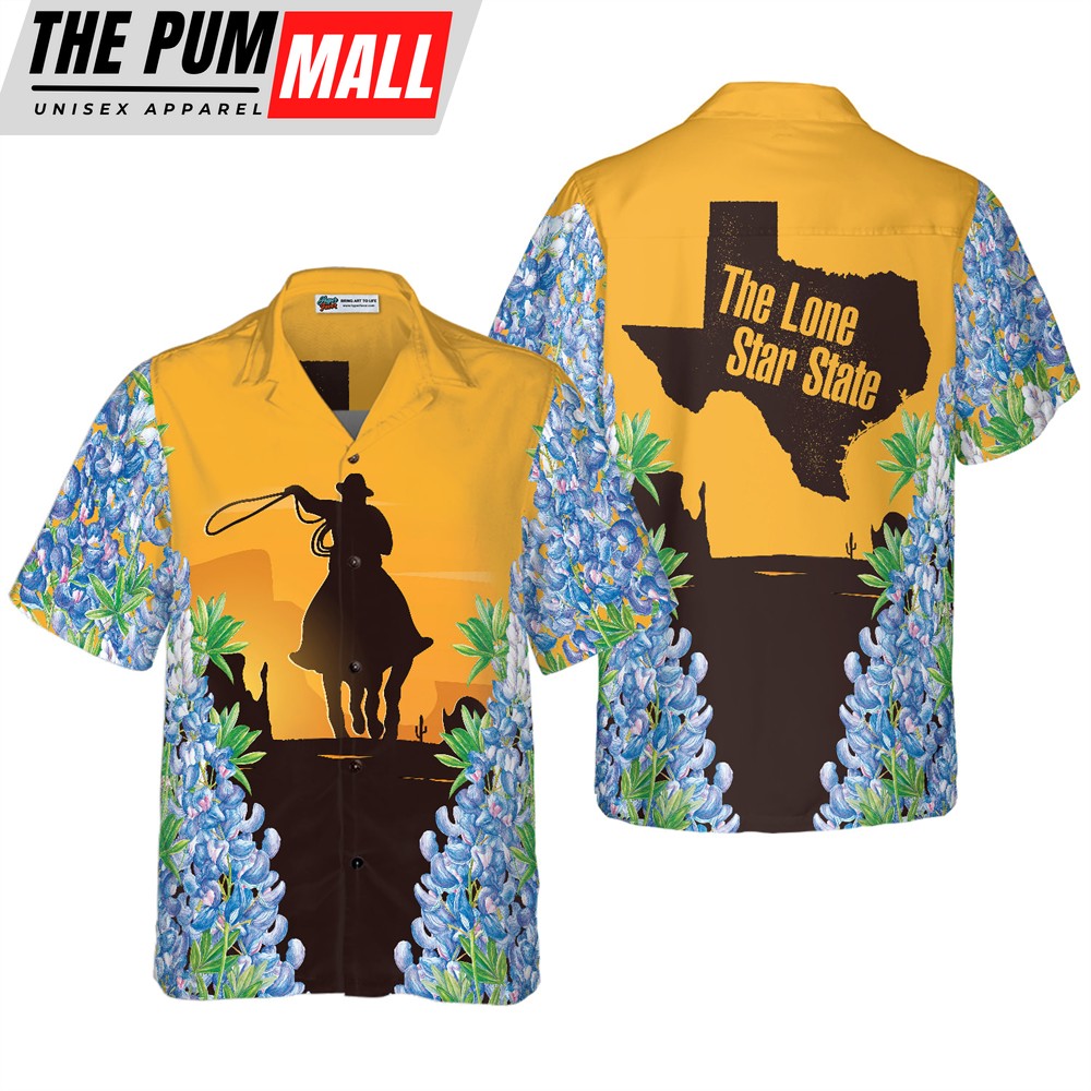 Texas Hawaiian Shirt, Texas Bluebonnets Rodeo Hawaiian Shirt