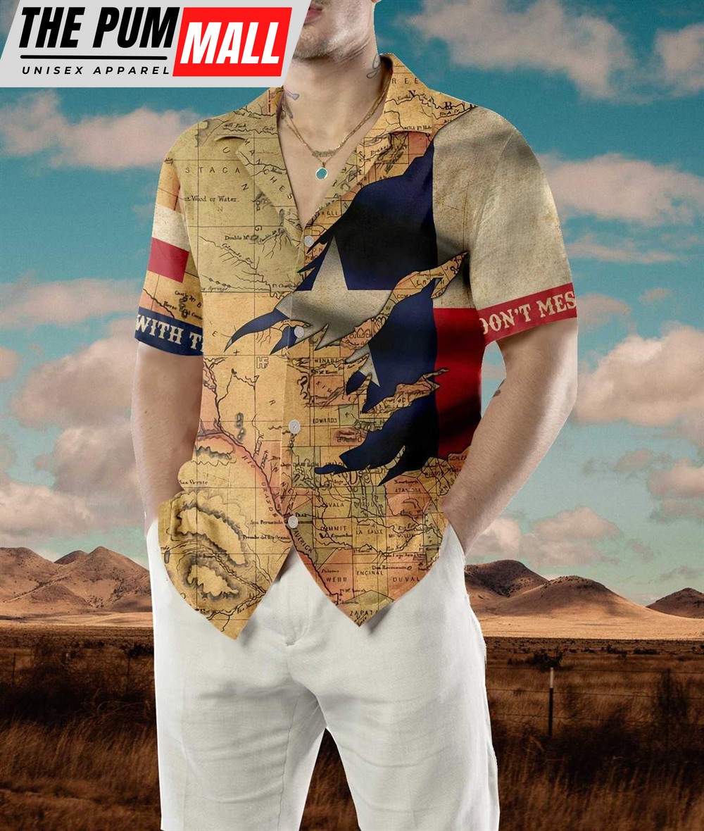 Texas Hawaiian Shirt, Texas Flag And Map Dont Mess With Texas Hawaiian Shirt