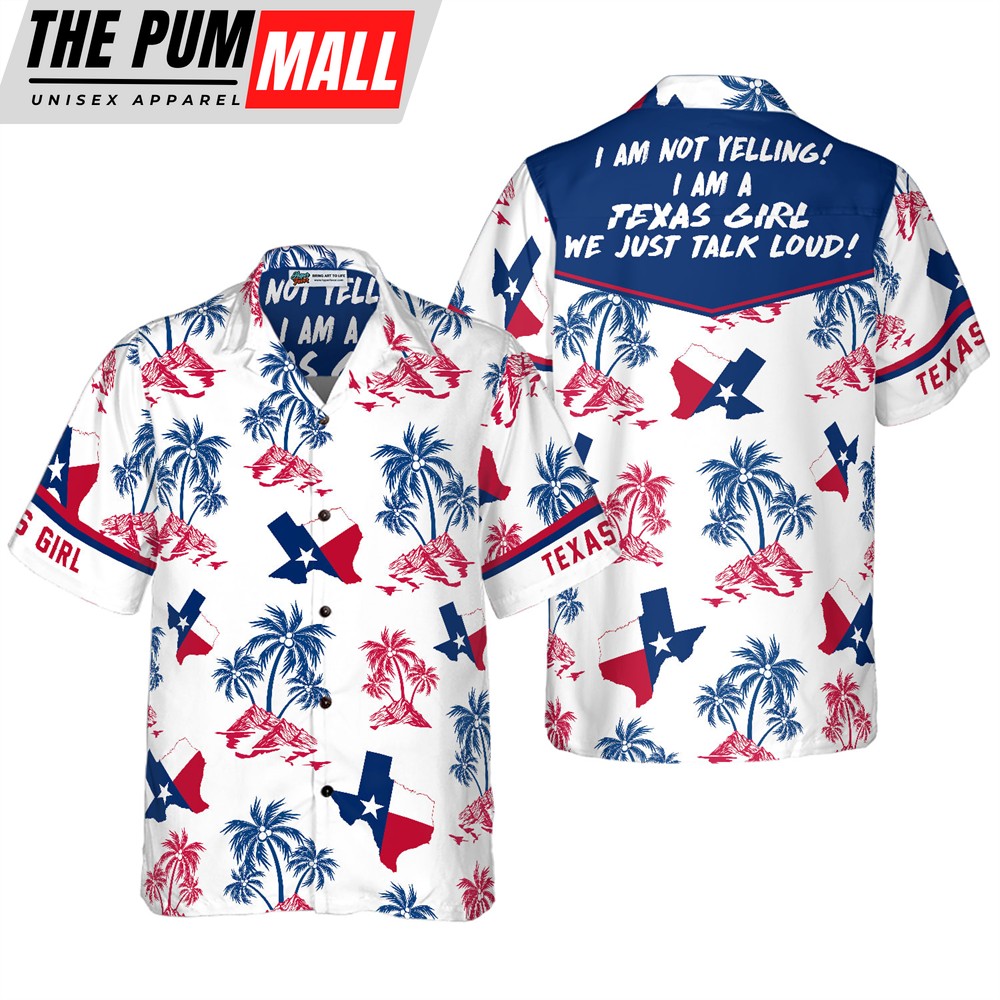 Texas Hawaiian Shirt, Texas Flag And Palm Tree Pattern Texas Girl Shirt