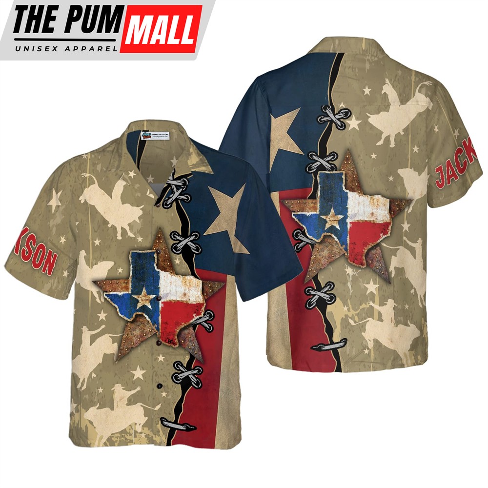 Texas Hawaiian Shirt, Texas Flag & Rodeo Texas Custom Hawaiian Shirt