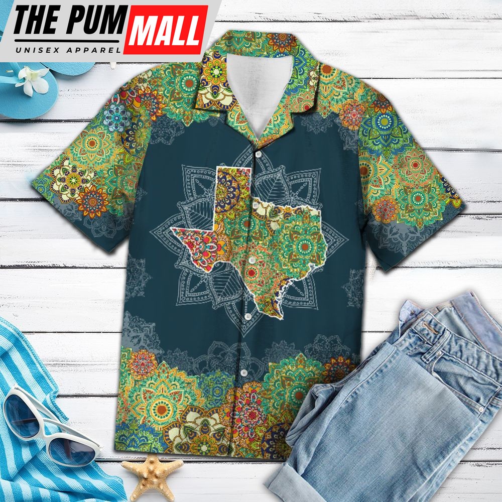 Texas Hawaiian Shirt, Texas Floral Mandala G5703 Hawaii Shirt