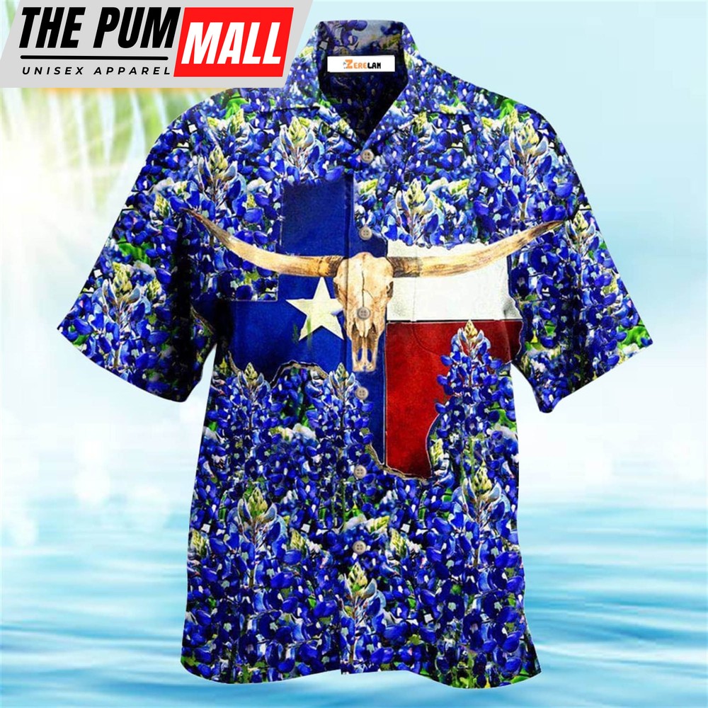 Texas Hawaiian Shirt, Texas Forever Texas Bluebonnet Hawaiian Shirt