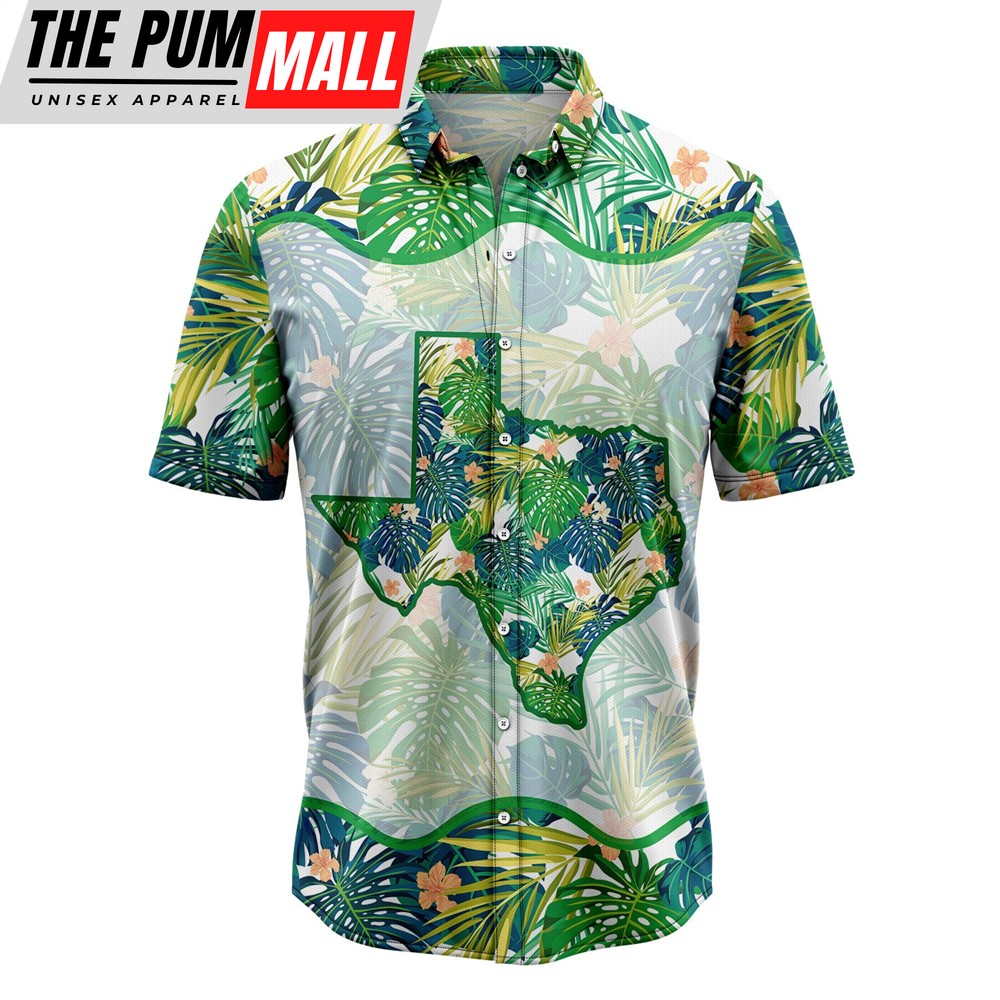 Texas Hawaiian Shirt, Texas Green Tropical D2707 Hawaiian Shirt