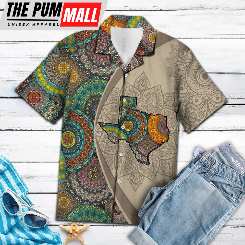 Texas Hawaiian Shirt, Texas Mandala H3713 Hawaii Shirt