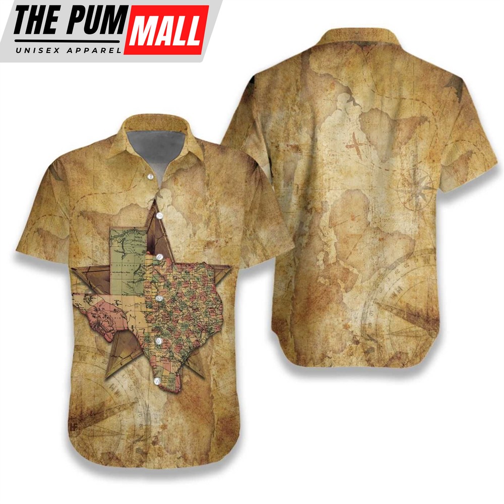 Texas Hawaiian Shirt, Texas Map The Lone Star Nation 2812 Hawaiian Shirt