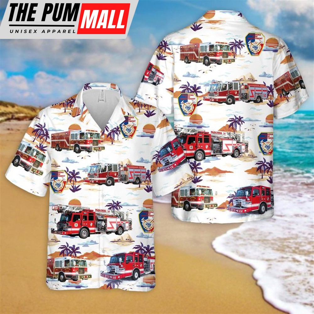 Texas Hawaiian Shirt, Texas Pasadena Fire Department Hawaiian Shirt