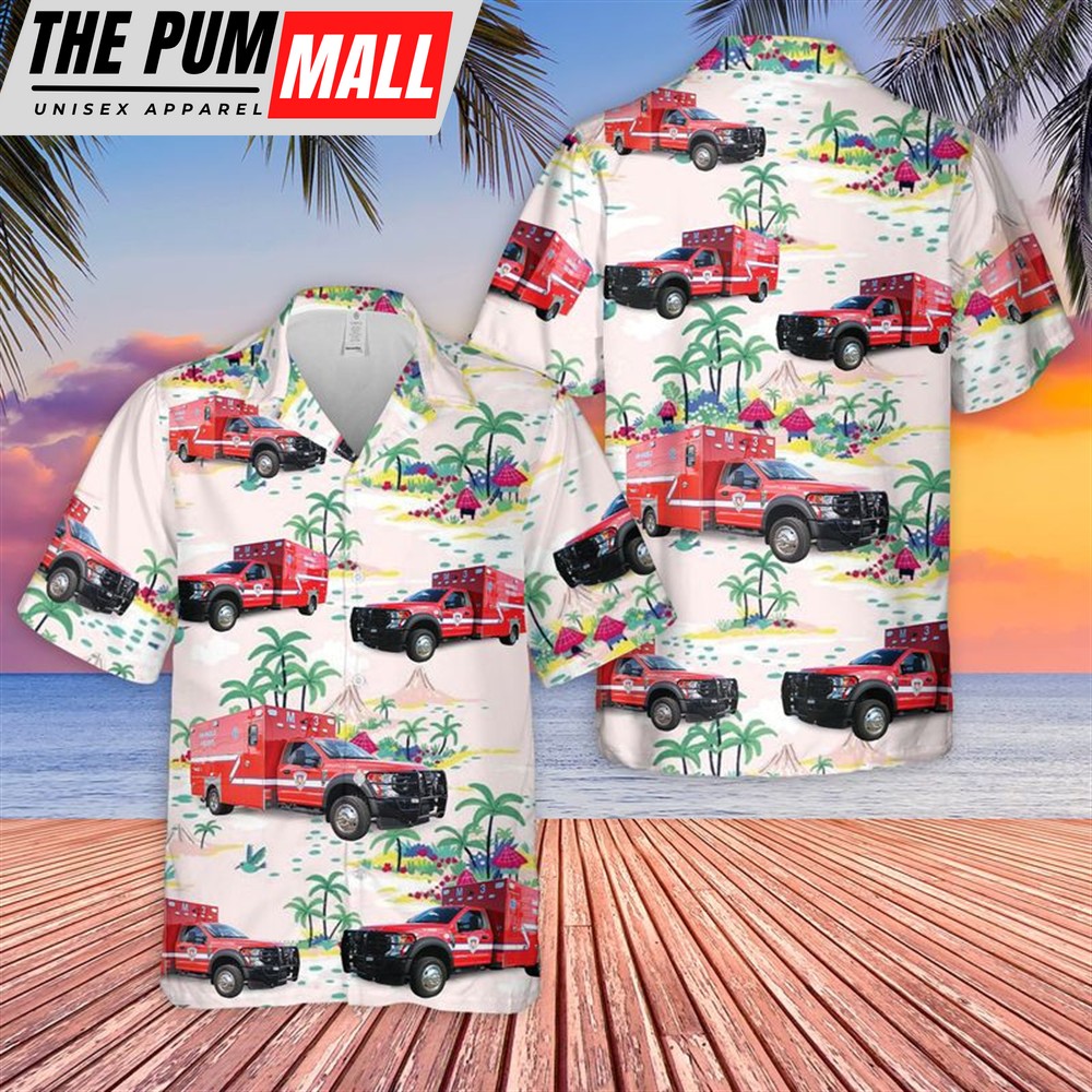 Texas Hawaiian Shirt, Texas San Angelo Fire Department EMS Hawaiian Shirt