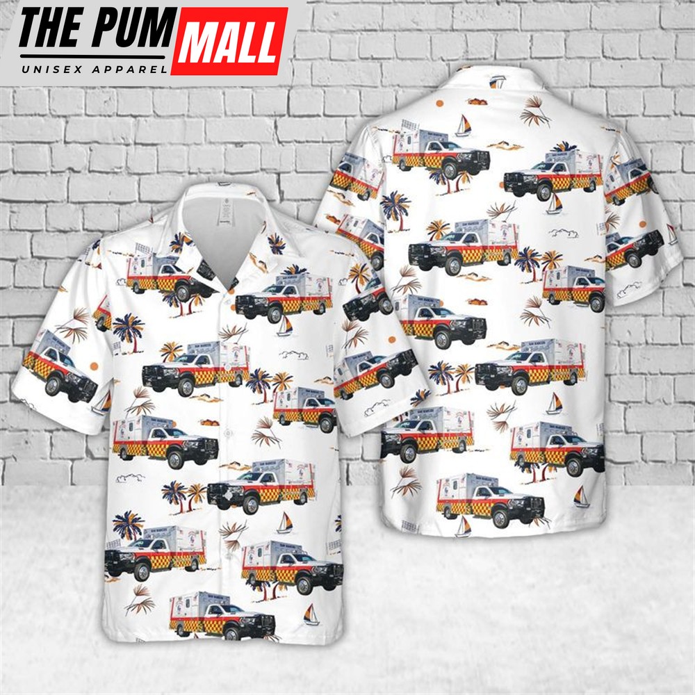 Texas Hawaiian Shirt, Texas San Marcos Hays County EMS Hawaiian Shirt