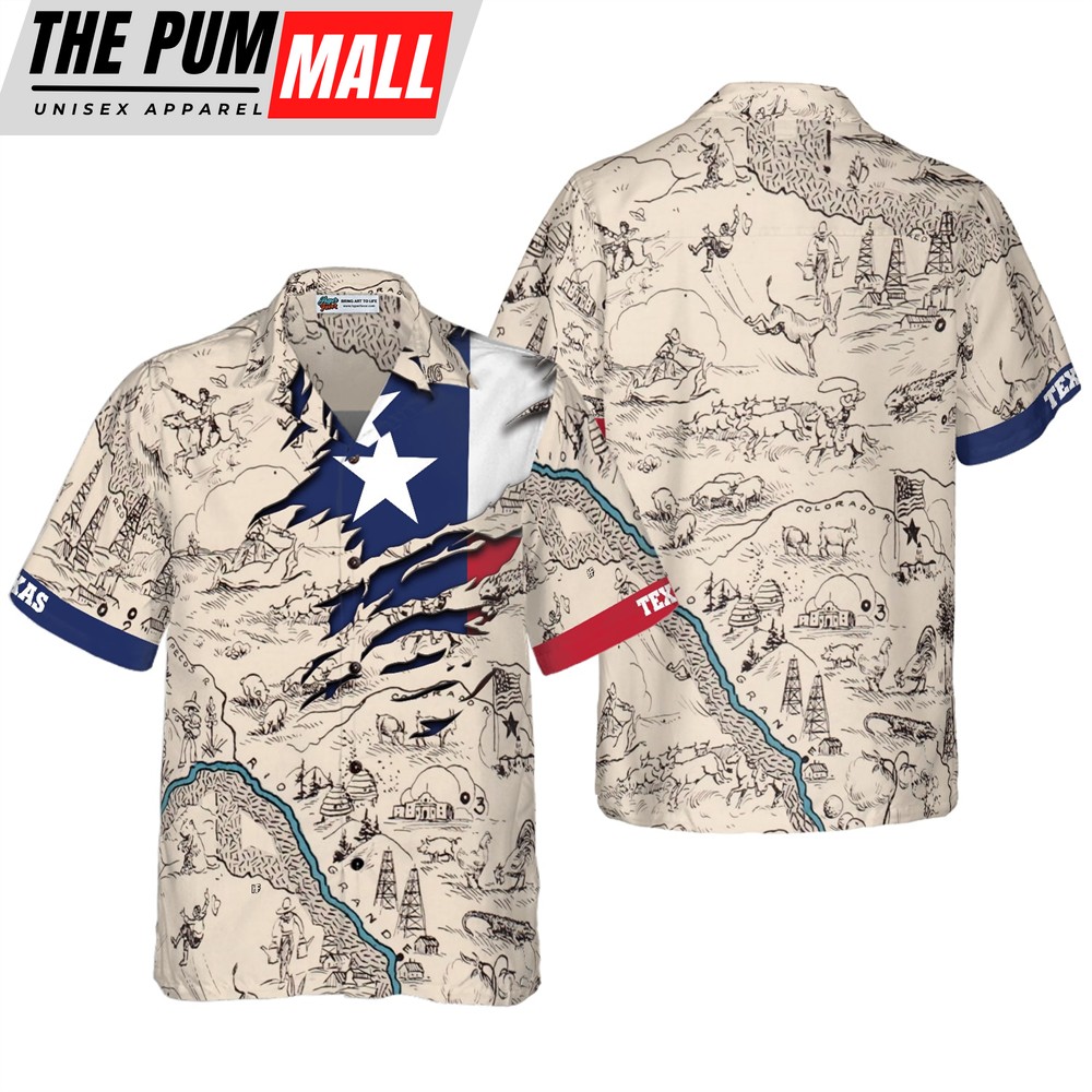 Texas Hawaiian Shirt, Texas State Map Hawaiian Shirt, Unique Texas Shirt For Texas Lovers